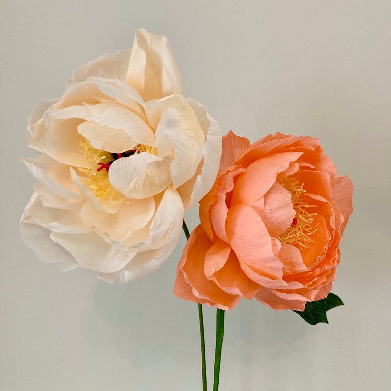 Pfingstrose aus Krepppapier, handgefertigte Kunstblume, realistische Blumendeko