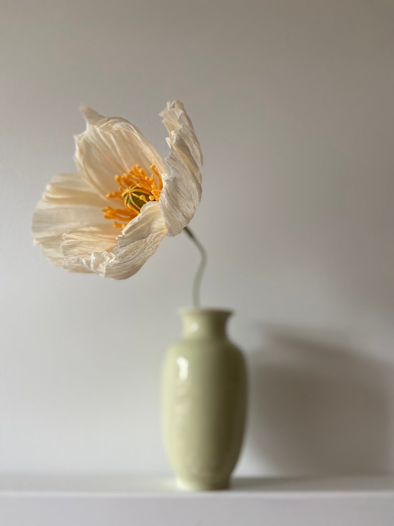 Isländische Mohnblumensträuße aus Krepppapier, 5 Stiele, Höhe 39 cm