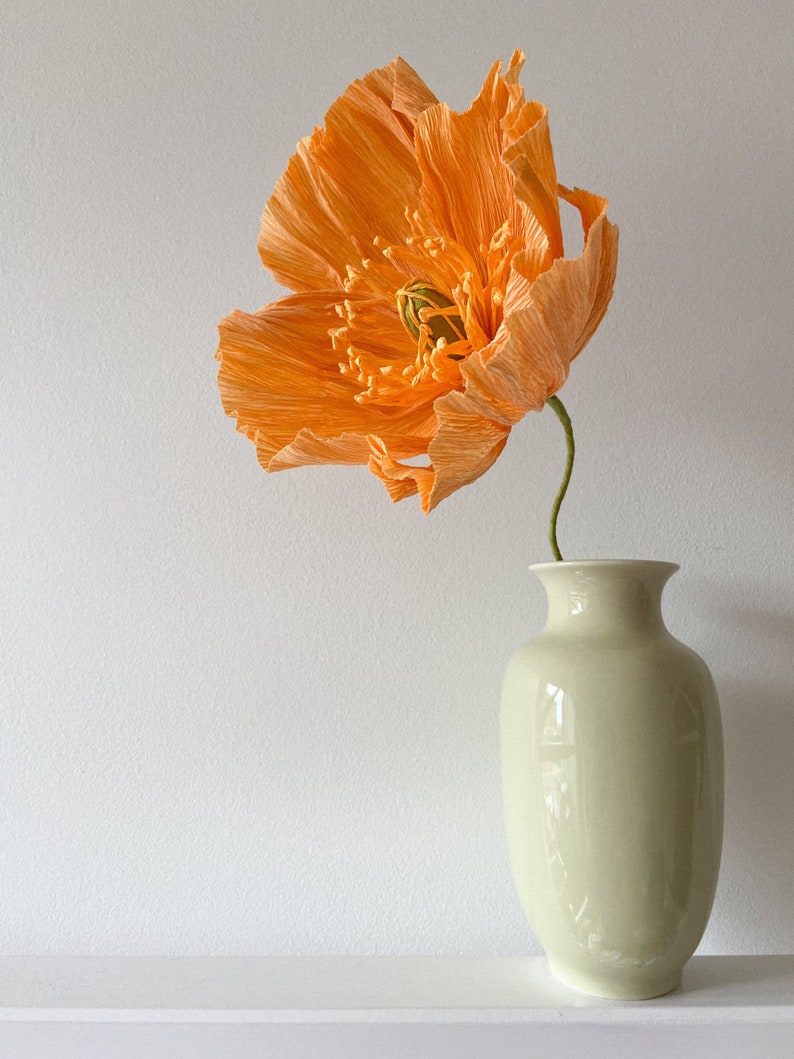 Isländische Mohnblumensträuße aus Krepppapier, 5 Stiele, Höhe 39 cm