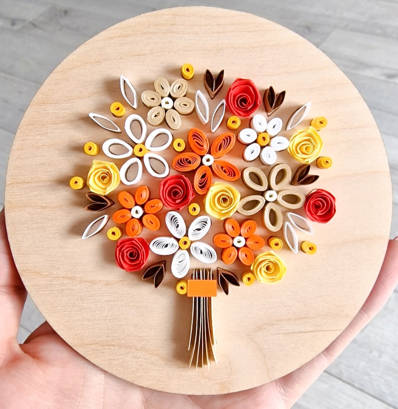 DIY Quilling Kit Blumen Bastelset mit Holzschildern, Quilling Werkzeug und Zubehör