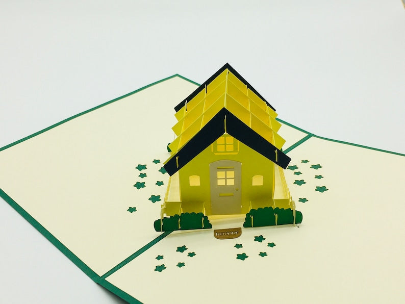 3D-Pop-up-Karten Haus Einzug Klappkarte 20 x 15 cm