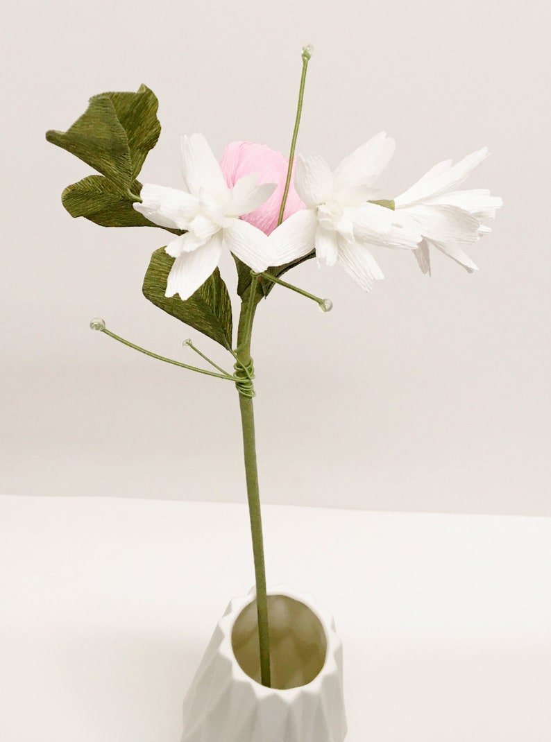Pfingstrose Knospe & Blüte, Krepppapier Blume, Hochzeitsstrauß Geschenk