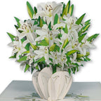Pop Up Karte Blumen Lilien mit Vase 3D Geburtstagskarte Klappkarte 15x15 cm Grußkarte
