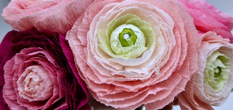 Ranunkeln aus Krepppapier DIY Kit für 8 Blumen mit Anleitung