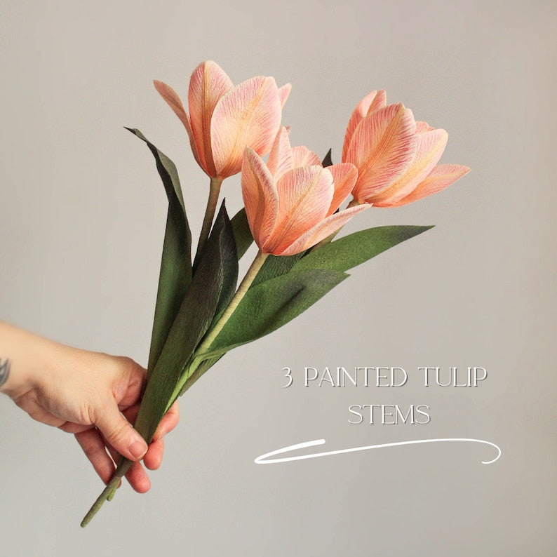Krepppapier Tulpenstrauß Handgemacht, 30 cm, Kunstblumen Deko, Muttertagsgeschenk, Geburtstag, Jubiläum