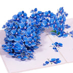 Pop Up 3D Karte Blume Orchidee Blau – Grußkarte mit Umschlag, Klappkarte 11,5 x 17 cm