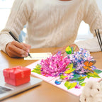 3D Pop-Up Blumenkarte mit Schmetterling, Geburtstagskarte mit Umschlag, 11,5x17 cm