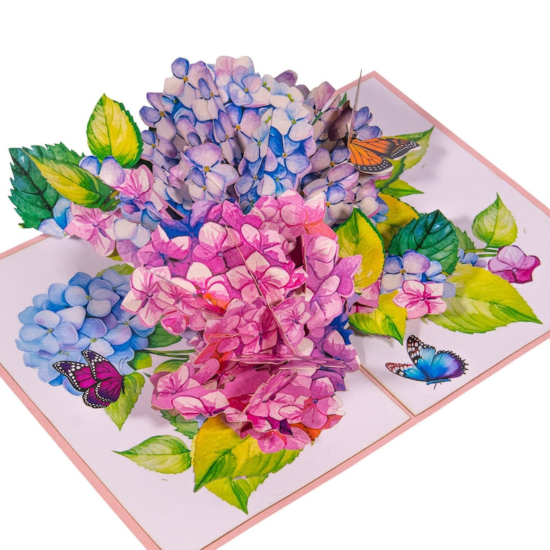 3D Pop-Up Blumenkarte mit Schmetterling, Geburtstagskarte mit Umschlag, 11,5x17 cm