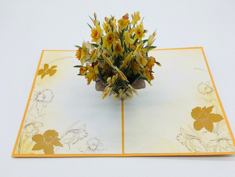 Narzissenstrauß Pop-up 3D-Karte Glückwunschkarte Muttertag 15x20 cm