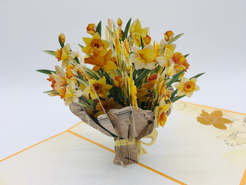 Narzissenstrauß Pop-up 3D-Karte Glückwunschkarte Muttertag 15x20 cm