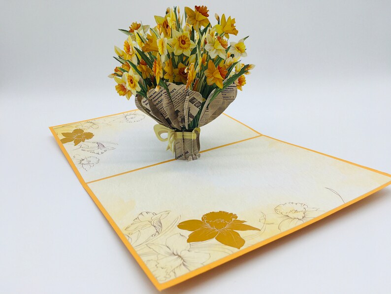 Narzissenstrauß Pop-up 3D-Karte Glückwunschkarte Muttertag 15x20 cm