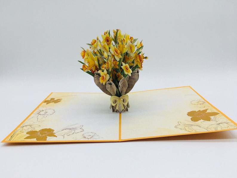 Narzissenstrauß Pop-up 3D-Karte Glückwunschkarte Muttertag 15x20 cm