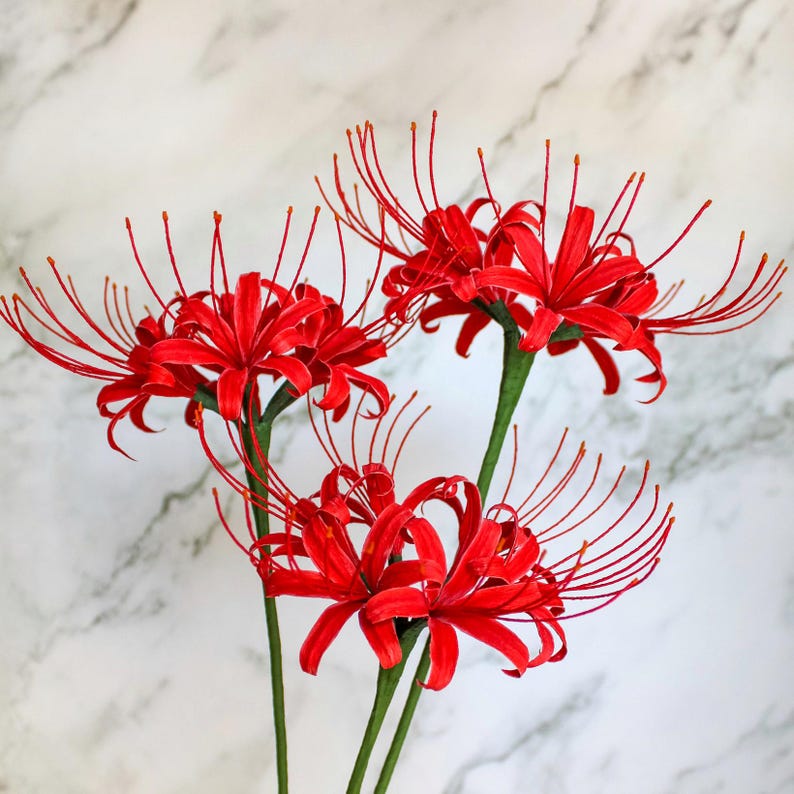 Krepppapier Spinnenlilie, handgefertigt, japanisches Ikebana, Papierblume für Hochzeitssträuße, Deko, Geschenk