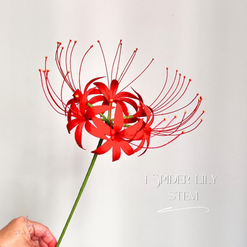 Krepppapier Spinnenlilie, handgefertigt, japanisches Ikebana, Papierblume für Hochzeitssträuße, Deko, Geschenk
