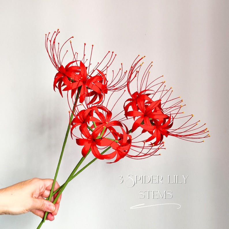 Krepppapier Spinnenlilie, handgefertigt, japanisches Ikebana, Papierblume für Hochzeitssträuße, Deko, Geschenk