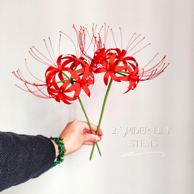 Krepppapier Spinnenlilie, handgefertigt, japanisches Ikebana, Papierblume für Hochzeitssträuße, Deko, Geschenk
