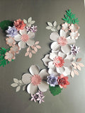 3D Papierblumen Wanddeko Set 60x60 cm aus Karton