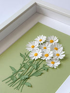 3D Gänseblümchen Wanddeko, gerahmt, Papierkunst, 265x215x30 mm, Blumen Deko, Geschenk