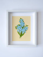 Gerahmtes 3D Papierbild Vergissmeinnicht - Florale Wanddekoration mit Holzrahmen, 265x215x30 mm