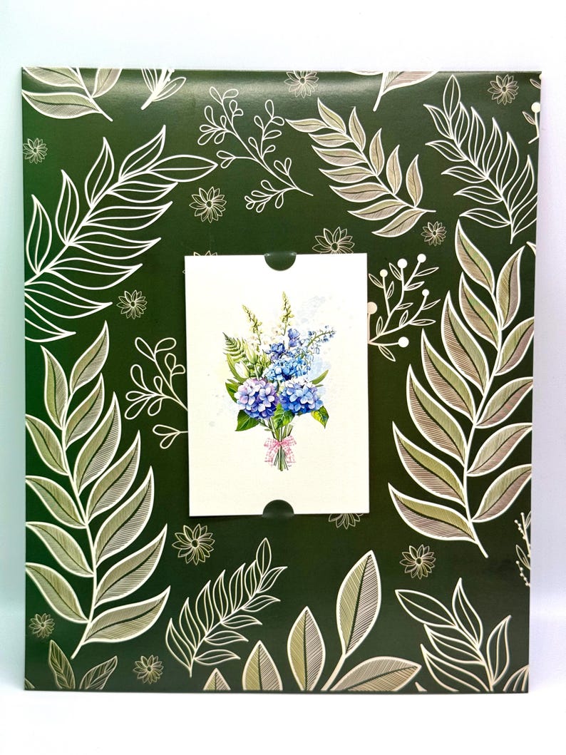 Blauer Hortensie 3D Pop-Up Blumenstrauß mit Grußkarte und Umschlag, 25x30 cm