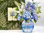 Blauer Hortensie 3D Pop-Up Blumenstrauß mit Grußkarte und Umschlag, 25x30 cm