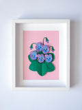 Gerahmtes 3D Papierkunstwerk Stiefmütterchen - Florale Wanddeko
