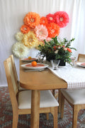 Coral Peach Papierblumen-Wanddekor, 10er-Set Gewebe Pfingstrosen Hintergrund