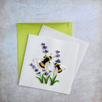 Quilling Grußkarte Bienen und Lavendel – Papierkunst Karte 15x15 cm mit Umschlag