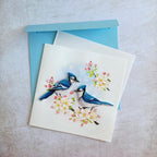 Quilling Grußkarte Blauhäher - Papierkunst 15x15 cm mit Umschlag