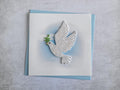 Quilling Karte weiße Taube - 3D Papierkunst zur Taufe, Konfirmation, Kommunion