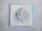 Quilling Karte weiße Taube - 3D Papierkunst zur Taufe, Konfirmation, Kommunion
