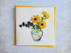 Quilling Grußkarte Blumenvase - 3D Handgemachte Blumen Karte - Geburtstagskarte, Muttertagskarte - Papierkunst