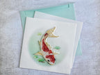 Quilling Grußkarte Koi Fisch - Handgemachte 3D Grußkarte - Asiatisches Motiv - Glück & Harmonie
