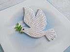 Quilling Karte weiße Taube - 3D Papierkunst zur Taufe, Konfirmation, Kommunion
