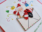 Quilling Weihnachtskarte 3D Weihnachtsmann im Briefumschlag 15x15 cm 220 gsm Handgemacht