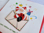 Quilling Weihnachtskarte 3D Weihnachtsmann im Briefumschlag 15x15 cm 220 gsm Handgemacht