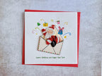 Quilling Weihnachtskarte 3D Weihnachtsmann im Briefumschlag 15x15 cm 220 gsm Handgemacht