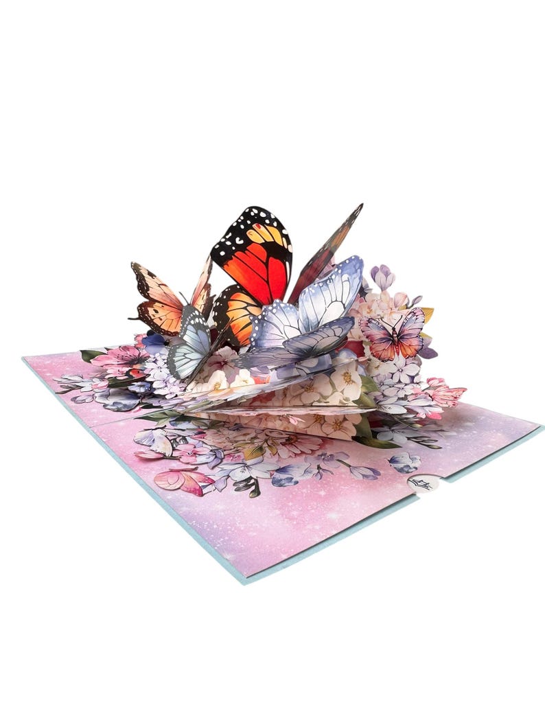 3D Schmetterling Pop-Up Karte: Handgemachtes Papercraft Grußkarte mit Umschlag