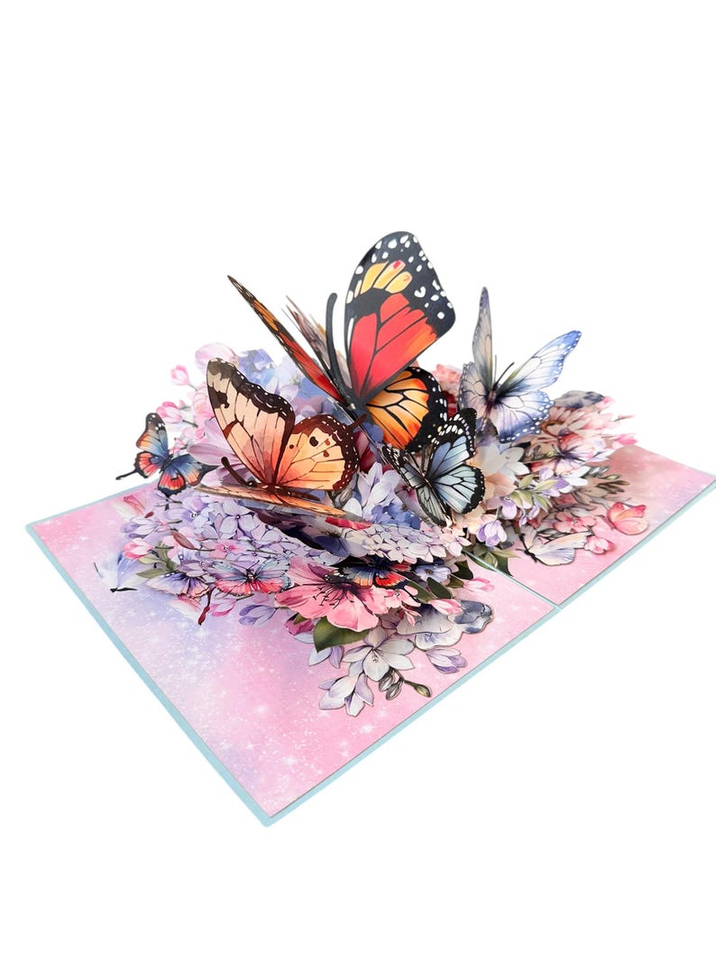 3D Schmetterling Pop-Up Karte: Handgemachtes Papercraft Grußkarte mit Umschlag