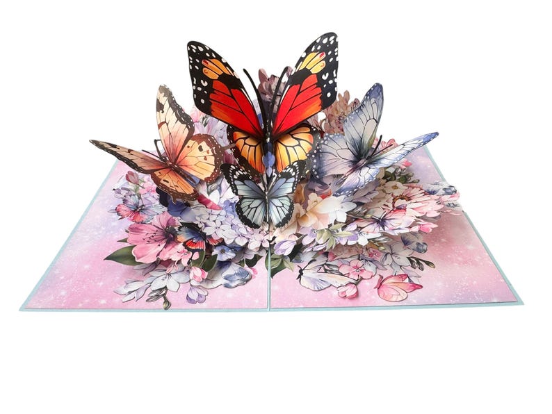 3D Schmetterling Pop-Up Karte: Handgemachtes Papercraft Grußkarte mit Umschlag