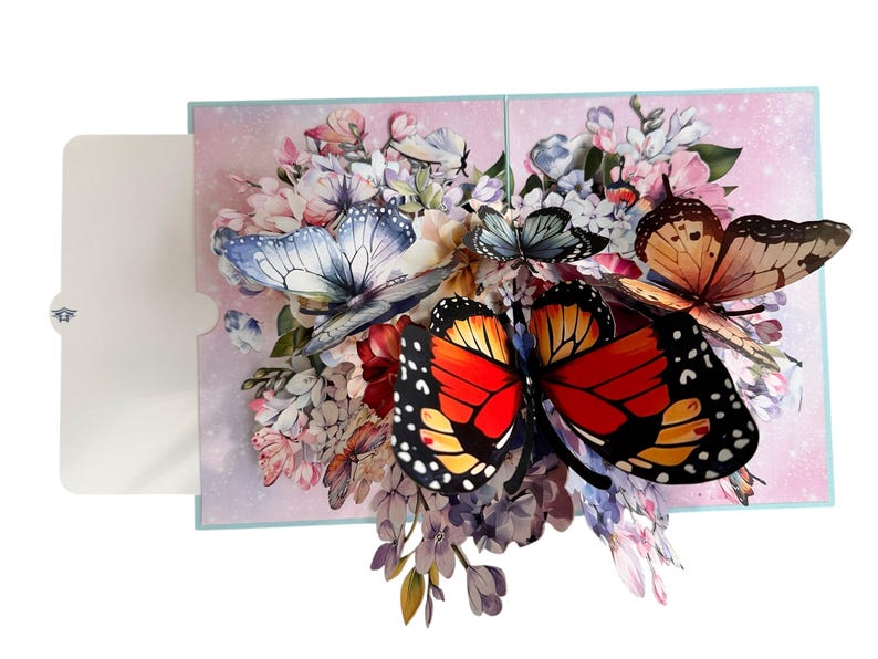 3D Schmetterling Pop-Up Karte: Handgemachtes Papercraft Grußkarte mit Umschlag
