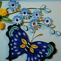 Quilling Wandkunst Schmetterling 3D Papierkunst Blau Gelb 24x24 cm Gerahmt