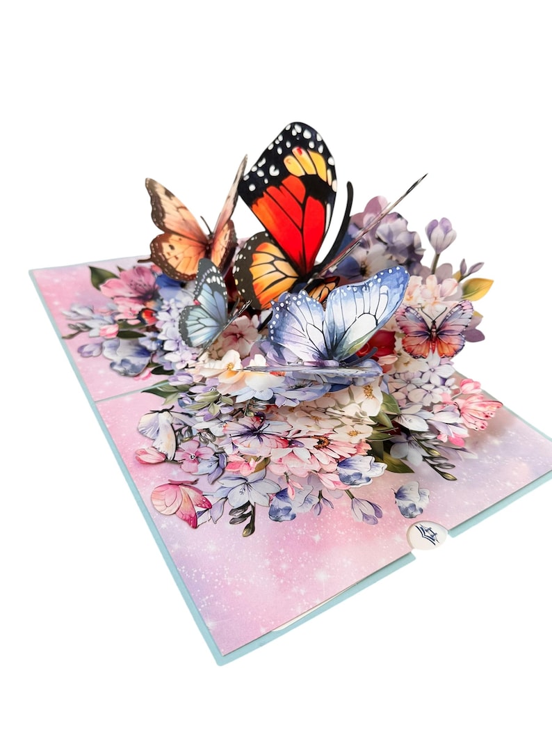 3D Schmetterling Pop-Up Karte: Handgemachtes Papercraft Grußkarte mit Umschlag