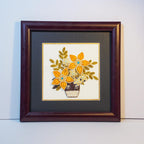 Quilling Papierblumen Wandkunst Gelber Blumenstrauß 24 x 24 cm Acryl Geschützt