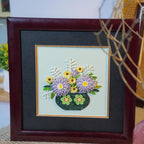Gerahmte 3D Quilling Wandkunst, handgemachtes Blumendekor 24x24 cm, Papierkunst