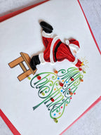 Quilling Grußkarte Weihnachtsmann Tannenbaum 3D Handgemacht 15x15 cm Papierkunst
