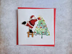 Quilling Grußkarte Weihnachtsmann Tannenbaum 3D Handgemacht 15x15 cm Papierkunst