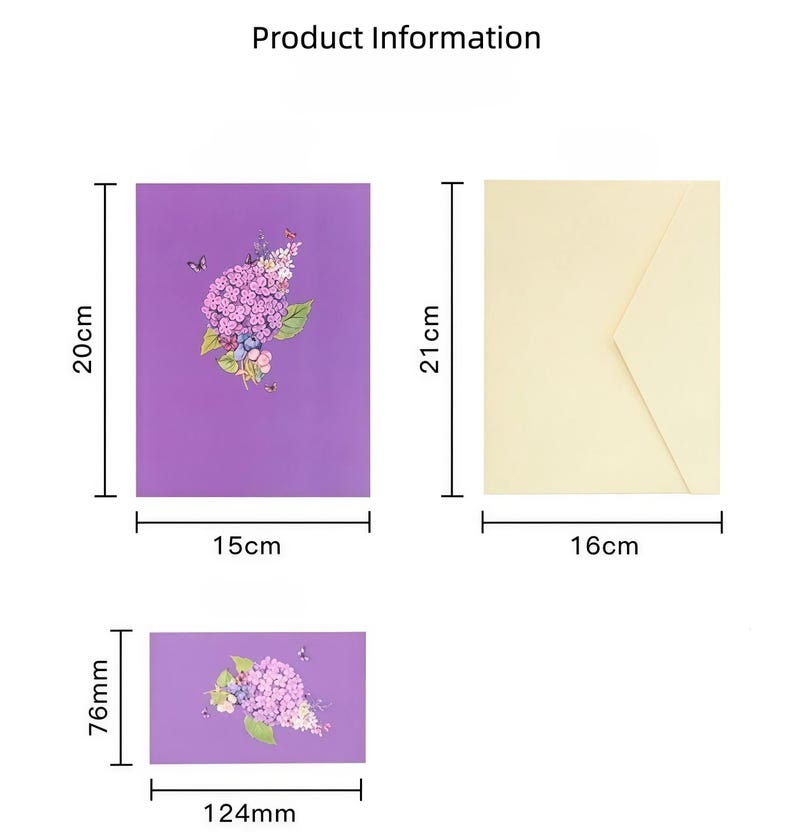 3D Pop-Up Grußkarte Schmetterling Blumen lila Hortensie Papierkunst Geburtstag