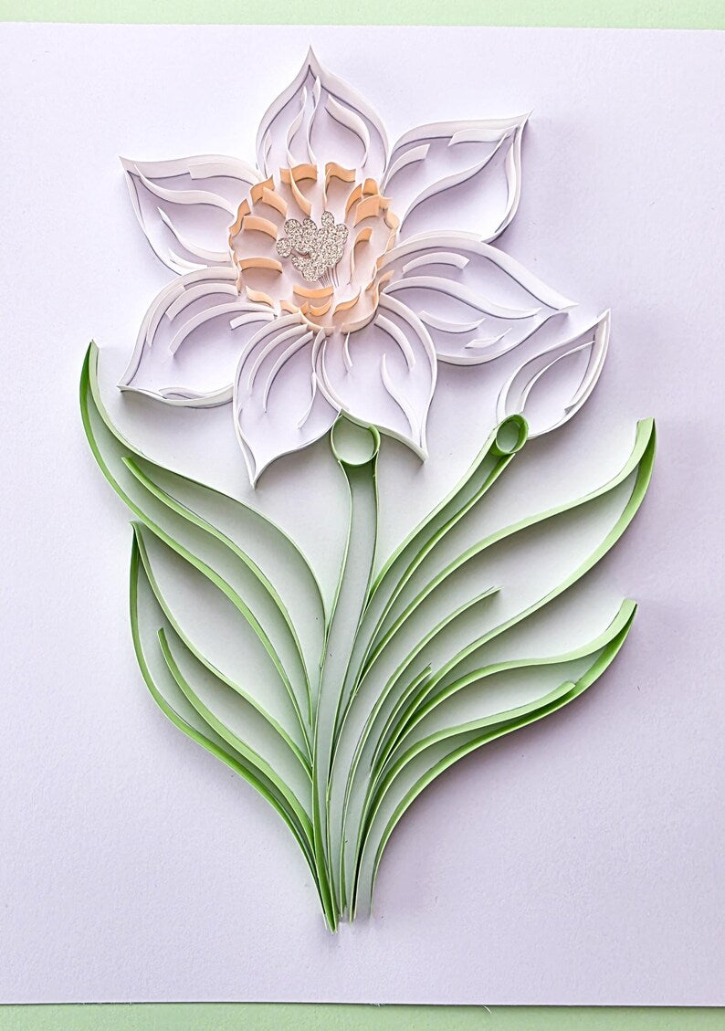 Narzisse Quilling Kit für Anfänger, Blumen DIY Bastelset, Papierkunst Handarbeitspaket