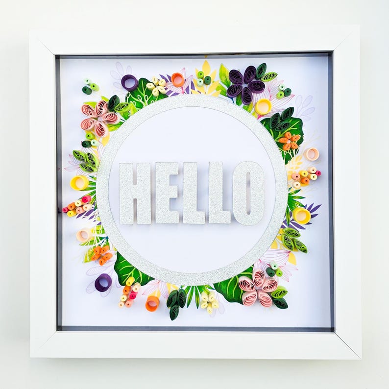 Quilling Kit Anfänger, 8x8 Wand Kunst Kit mit Rahmen, DIY Papierbastelset, Sunset Art Kit
